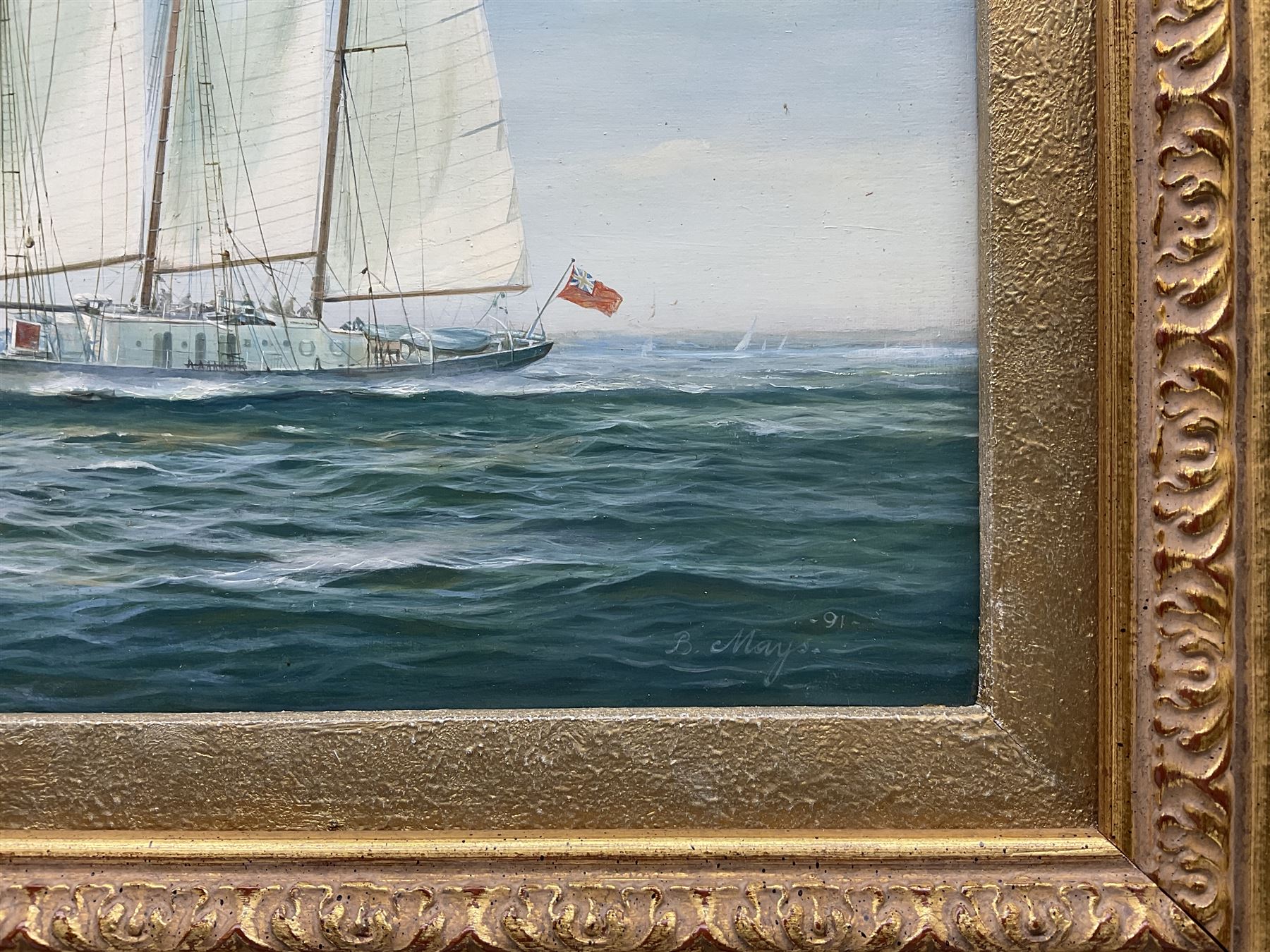 Brian Mays (British 1938-2005): Training Ship 'Sir Winston Churchill', oil on canvas signed, titled and dated 1991 verso 29cm x 44cm 
Provenance: direct from the family of the artist.