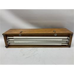 Airflow Developments Ltd. Mk.4/5 airflow testing set (Manometer), serial no.35774, in wooden case with four folding legs L83cm