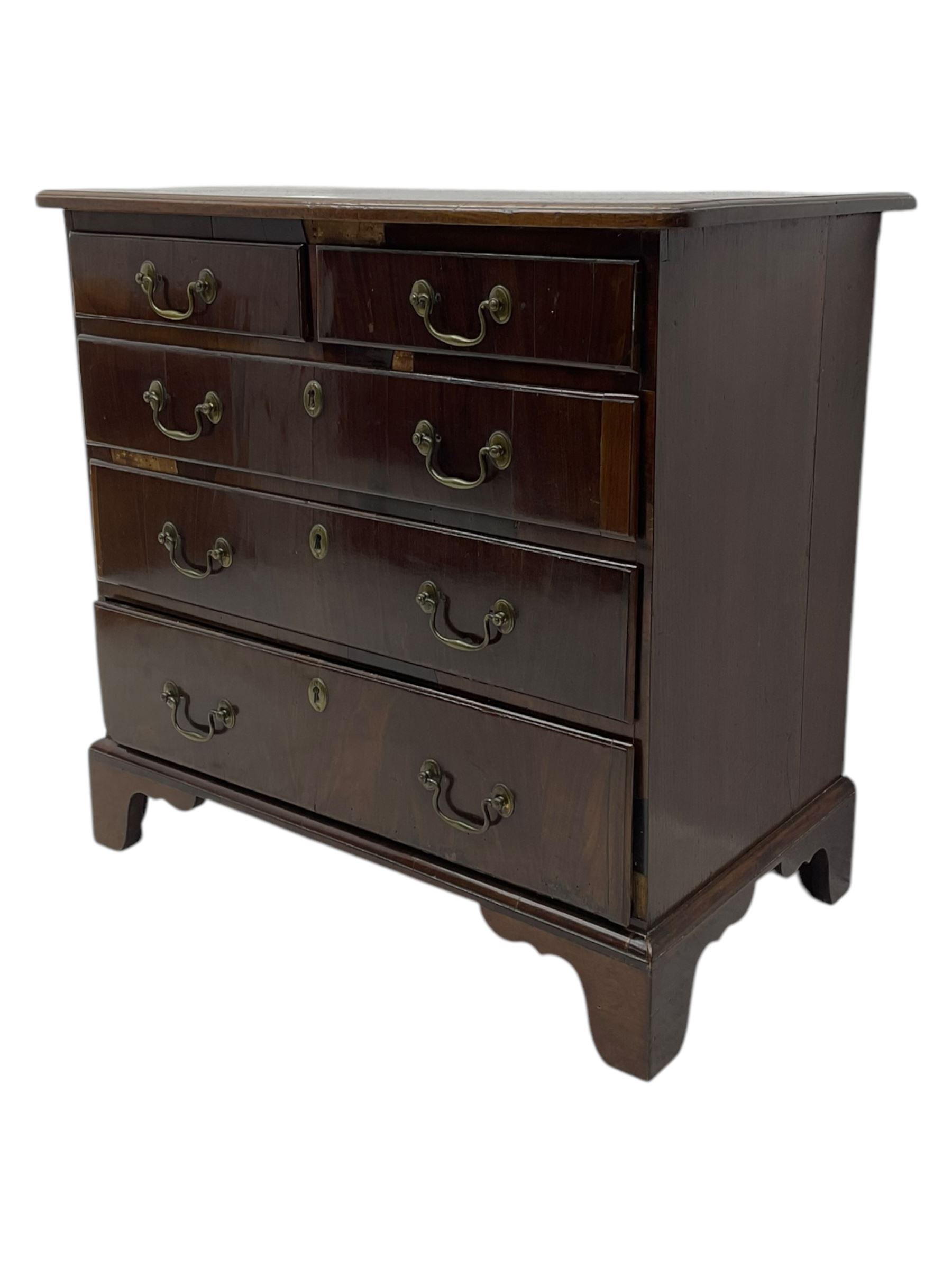 George III mahogany chest, moulded rectangular top over two short and three long drawers, on bracket feet 