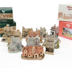 Eleven Lilliput Lane models, including Coach and Horses, Pornbroker, Greengrocers etc, some with boxes and deeds 