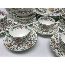 Minton Haddon Hall part tea and dinner service, including six cups and saucers, six dinner plates, six side plates, six twin handled bowls and saucers etc (44) 