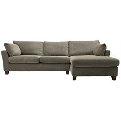 Next Home - corner sofa upholstered in grey fabric, on block feet 