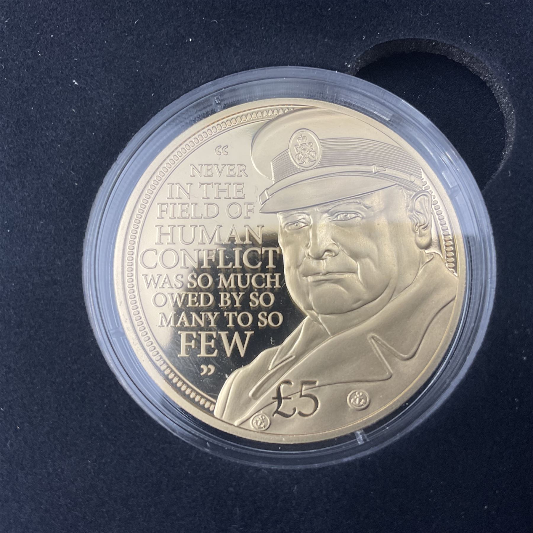 Queen Elizabeth II Bailiwick of Jersey 2015 'Sir Winston Churchill' gold proof five pound coin, cased with certificate