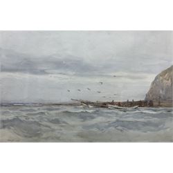 Ernest Dade (Staithes Group 1864-1935): Cobles Moored at Penny Nab - Staithes, watercolour...