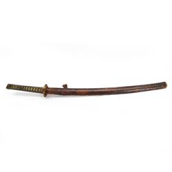 Japanese Army Officers Gunto Sword,  with 64cm steel single edged blade, bronze tsuba and ...