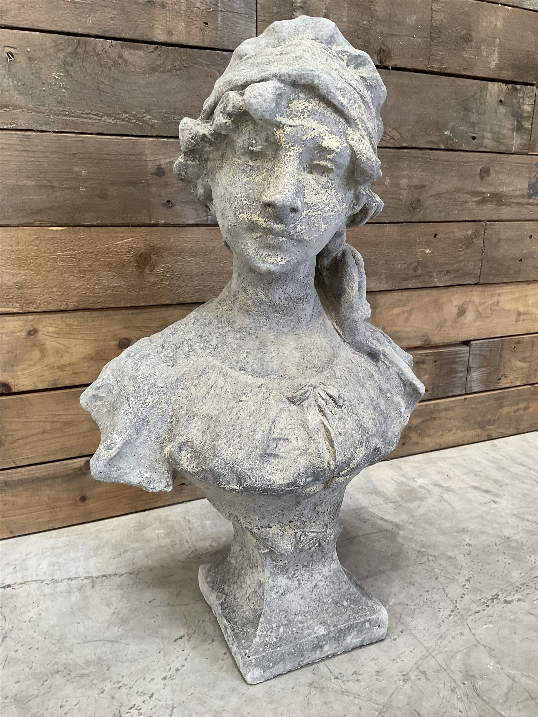 Victorian design cast stone bust depicting Jasmine