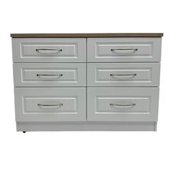 Oak and white finish six drawer chest 