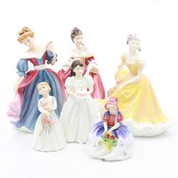 Six Royal Doulton figures, including Ninette HN2379, Southern Belle HN2229, Amy HN3316 etc