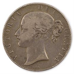 Queen Victoria 1844 silver crown coin