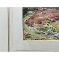 Rowland Henry Hill (Staithes Group 1873-1952): Ploughing Scene, watercolour signed and dated 1925, 26cm x 36cm