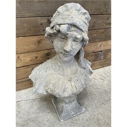 Victorian design cast stone bust depicting Jasmine