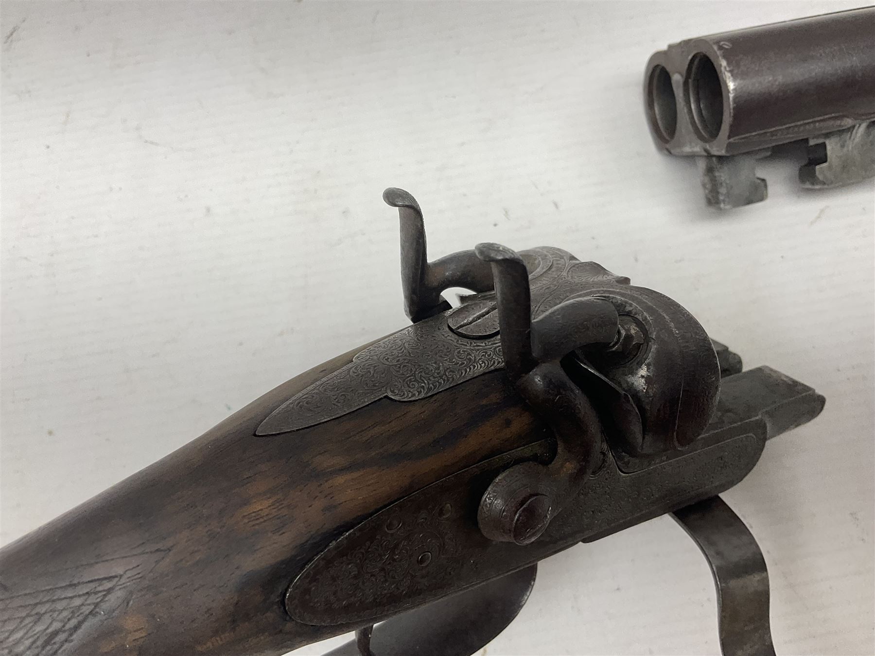 SHOTGUN CERTIFICATE REQUIRED - Purdey 12-bore side-by-side double barrel hammer shotgun, STOCK AND ACTION ONLY as barrels cut ready for sleeving, screw underlever action, serial no.616177