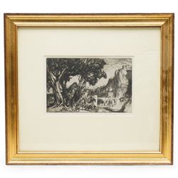 Sir Frank William Brangwyn RA RWS RBA (British 1867-1956): 'A Romantic Landscape', etching signed in pencil 17cm x 25cm