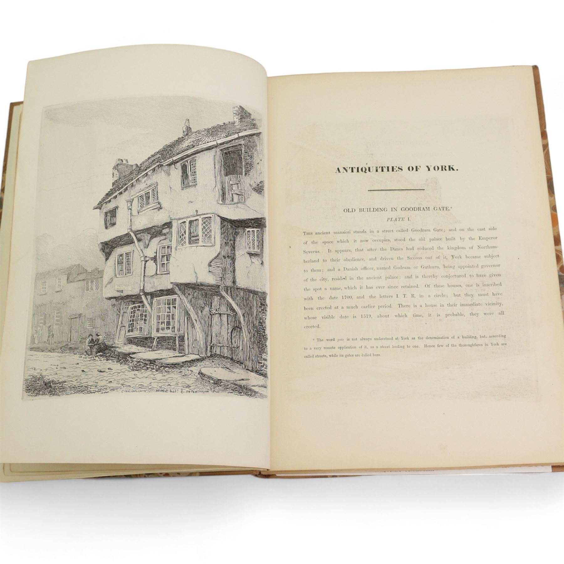 Cave, H - 'Antiquities of York' drawn and etched by H Cave, published by R Ackermann 101 Strand 1813, additional etched title 'Picturesque Buildings in York...... 40 engraved plates, rebound half calf