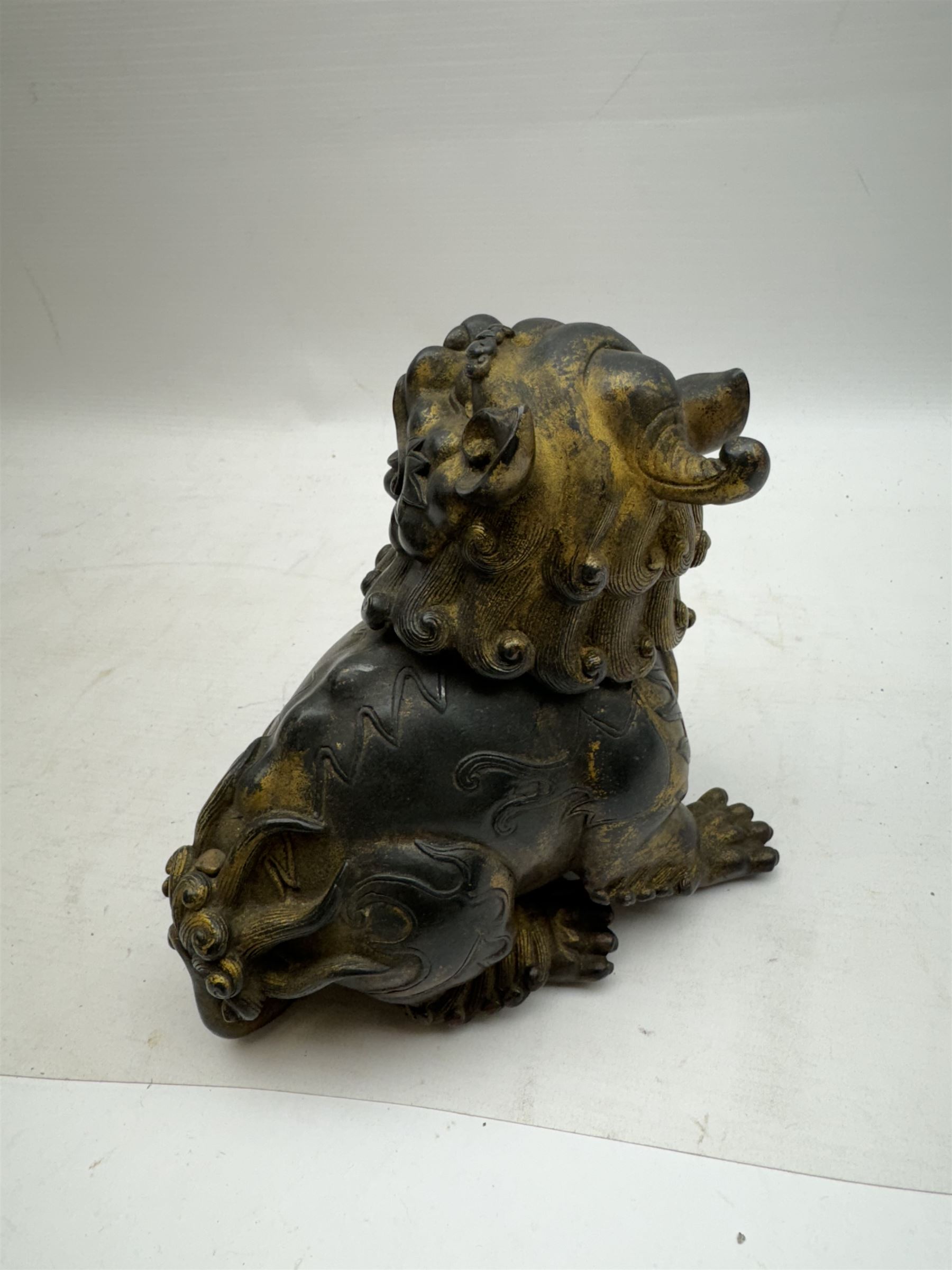 Incense burner modelled as a dog of foo, with hinged head, H15cm