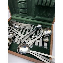 Viners Studio canteen of cutlery for six place settings, with textured bark pattern handles designed by Gerard Beeney, contained within fitted wooden case 