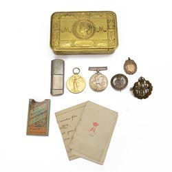 WWI Victory medal and War medal awarded to 1662 Pte G F Dale King's Own Yorkshire Light Infantry, together with Princess Mary WW1 1914 Christmas tin complete with card, The Kings Message to the Royal Air force, etc