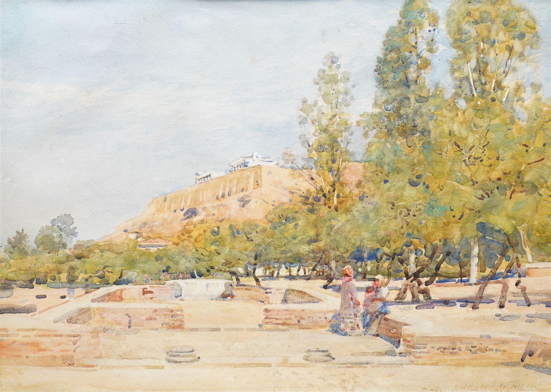 Robert Weir Allan (Scottish 1852-1942): View of the Acropolis - Athens, watercolour signed 35cm x 50cm