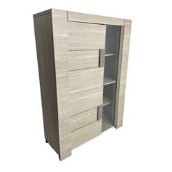 Wayfair Veasley - washed oak finish display cabinet wall unit, enclosed by single glazed door and two cupboard doors