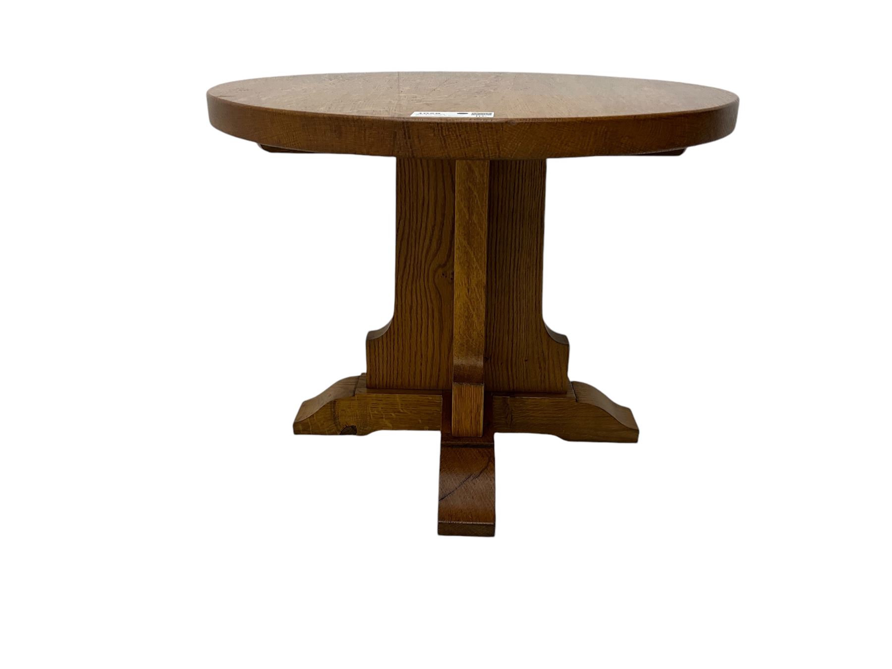 Yorkshire Oak - oak occasional table, circular top on cruciform base and sledge feet 