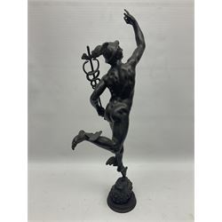 After Giambologna, bronzed figure of Hermes pointing to the sky, H55cm