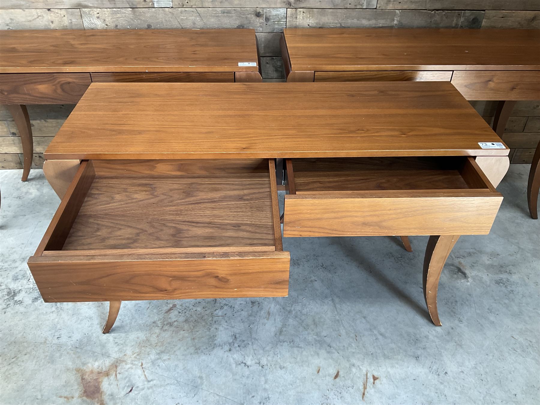 3 x walnut console dressing table with two soft-close drawers