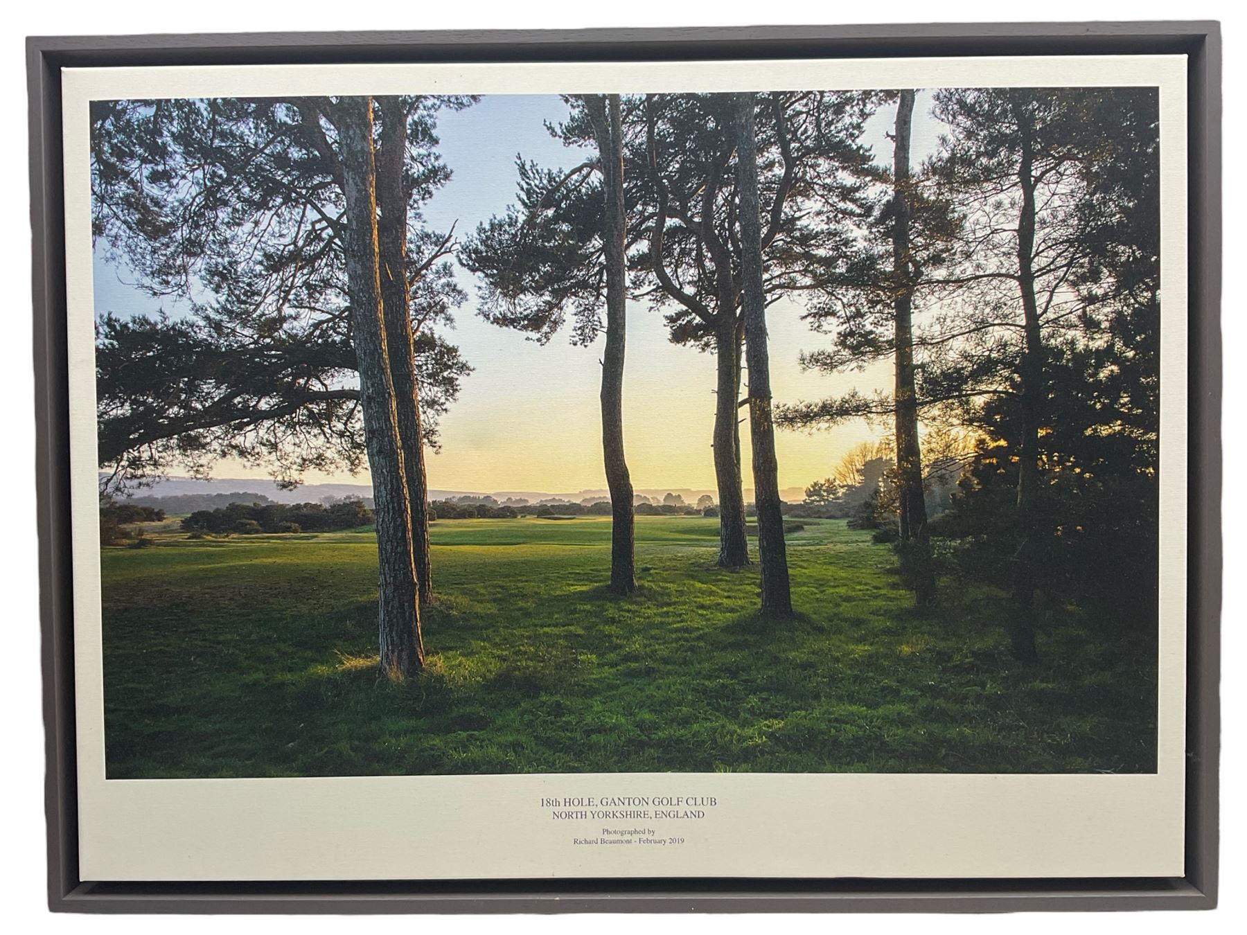 Richard Beaumont (British 20th Century): '18th Hole, Ganton Golf Club North Yorkshire', large framed photograph 56cm x 76cm 