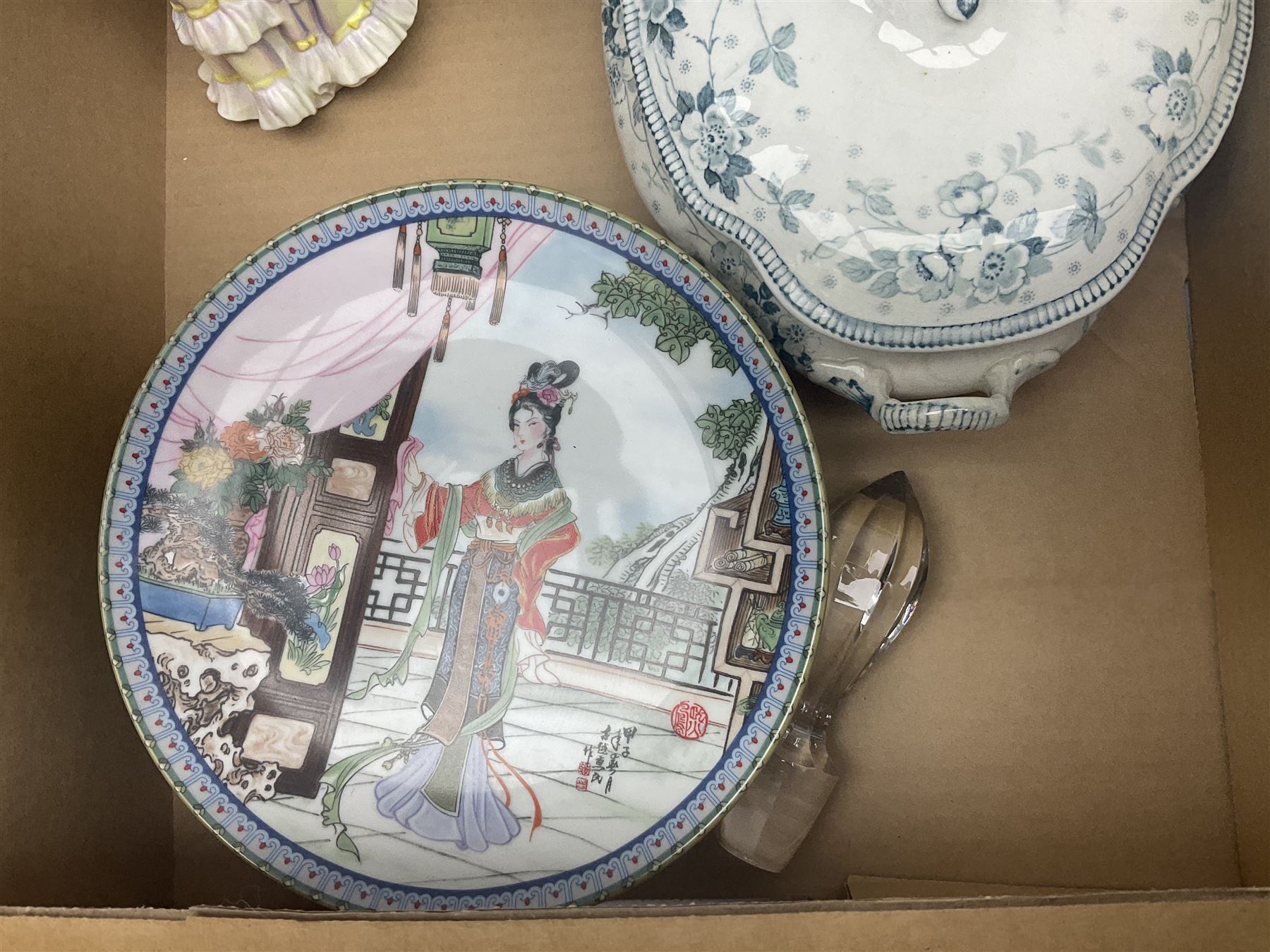 Minton Vanessa footed bowl, together with two Coalport figures, various collectors plates etc 