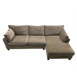 Next Home - corner sofa upholstered in grey fabric, on block feet 