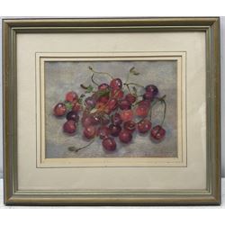 Nancy Agnew (British 20th century): Still Life of Cherries and Figs and Cottage Scene, set three pastels signed max 24cm x 19cm (3)