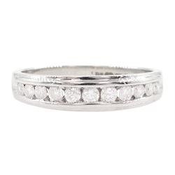 18ct white gold channel set round brilliant cut diamond half eternity ring, hallmarked, total diamond weight 0.33 carat