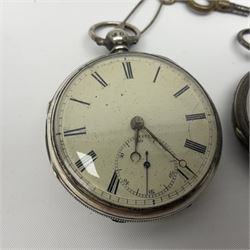 Victorian silver pocket watch, hallmarked, together with a smaller silver fob watch