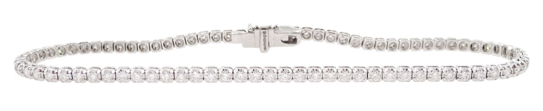 18ct white gold round brilliant cut diamond bracelet, stamped 750, total diamond weight approx 1.30 carat