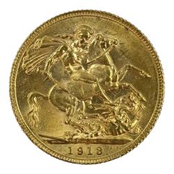 King George V 1913 gold full sovereign coin