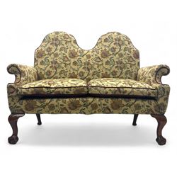 Mid-20th century William and Mary design two-seat sofa, upholstered in floral patterned fa...