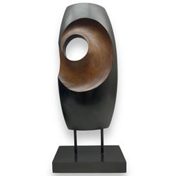 St Ives School (20th century): Abstracts, pair of ebonised hardwood sculptures, H47.5cm including base