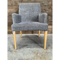 17 x armchair upholstered in textured grey fabric, beech legs