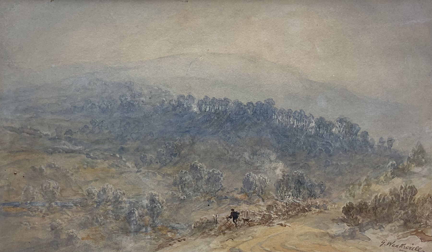 George Weatherill (British 1810-1890): Iburndale Lane Sleights looking towards Blue Bank with the Moors beyond, watercolour signed 12.5cm x 21cm
Provenance: with Chris Beetles, St. James's, London, label verso