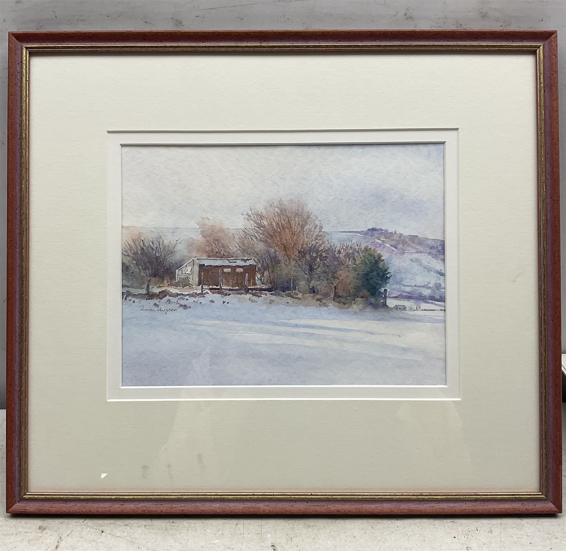 Linda Lupton (Northern British Contemporary): Snowy Barn, watercolour signed 19cm x 25cm
Notes: Linda was elected to Full Membership of The Fylingdales Group of Artists 2013