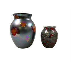Large Poole Pottery Galaxy vase, H24cm, together with a Poole Pottery Red Magma vase, H16cm