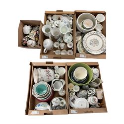 Large collection of ceramics, including Coalport The Masters House, Aynsley vases, jardiners, etc, in five boxes 