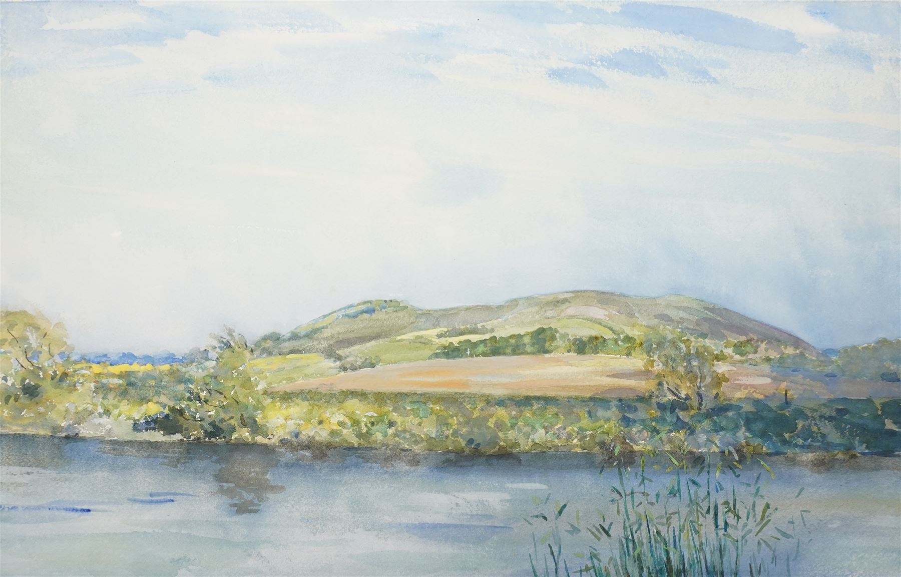 Rear Admiral Humfrey John Bradley Moore RI (British 1898-1985): 'South Downs across the Arun at Bury' 'Montreuil' etc, set of six watercolours variously signed and dated max 41cm x 57cm (6) (unframed) 