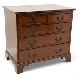 George III mahogany chest, the moulded rectangular top over brushing slide, fitted with tw...