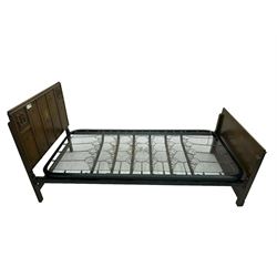 20th century oak 3' single bedstead, with sprung base and mattress