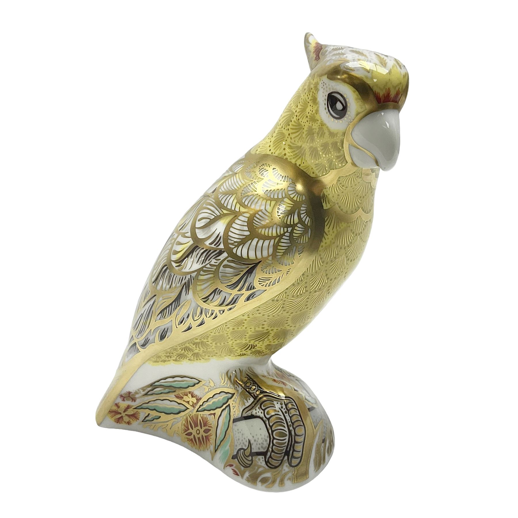 Royal Crown Derby Citron Cockatoo, with gold stopper, H13cm 