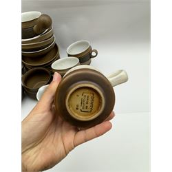 Denby Cotswold pattern, part tea and dinner service, including eight dinner plates, eight tea cups and saucers, serving dishes etc  