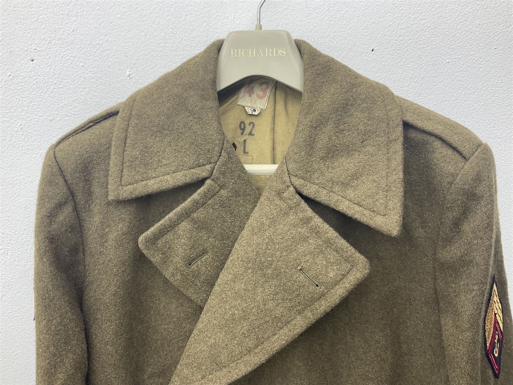 French Gendarmerie greatcoat, bears label for 'Maitre-Tailleur F.M. Barronnier 52 Chaumont 13 Rue Ferrer'; and French greatcoat (Indochine Period Vietnam 1947/1953)