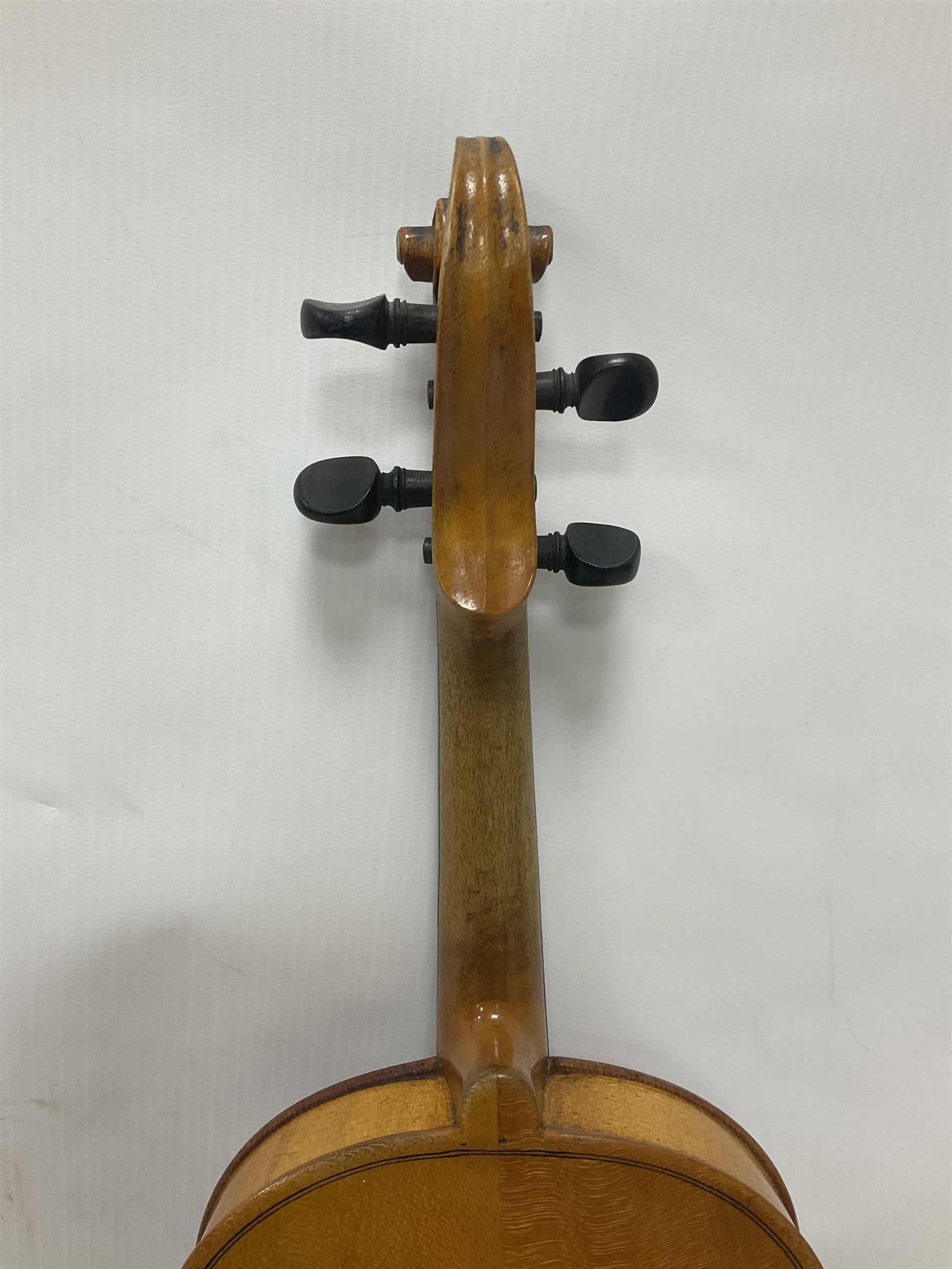 19th century 3/4 size violin in its original fitted wooden “coffin case” Overall length 53cm No bow