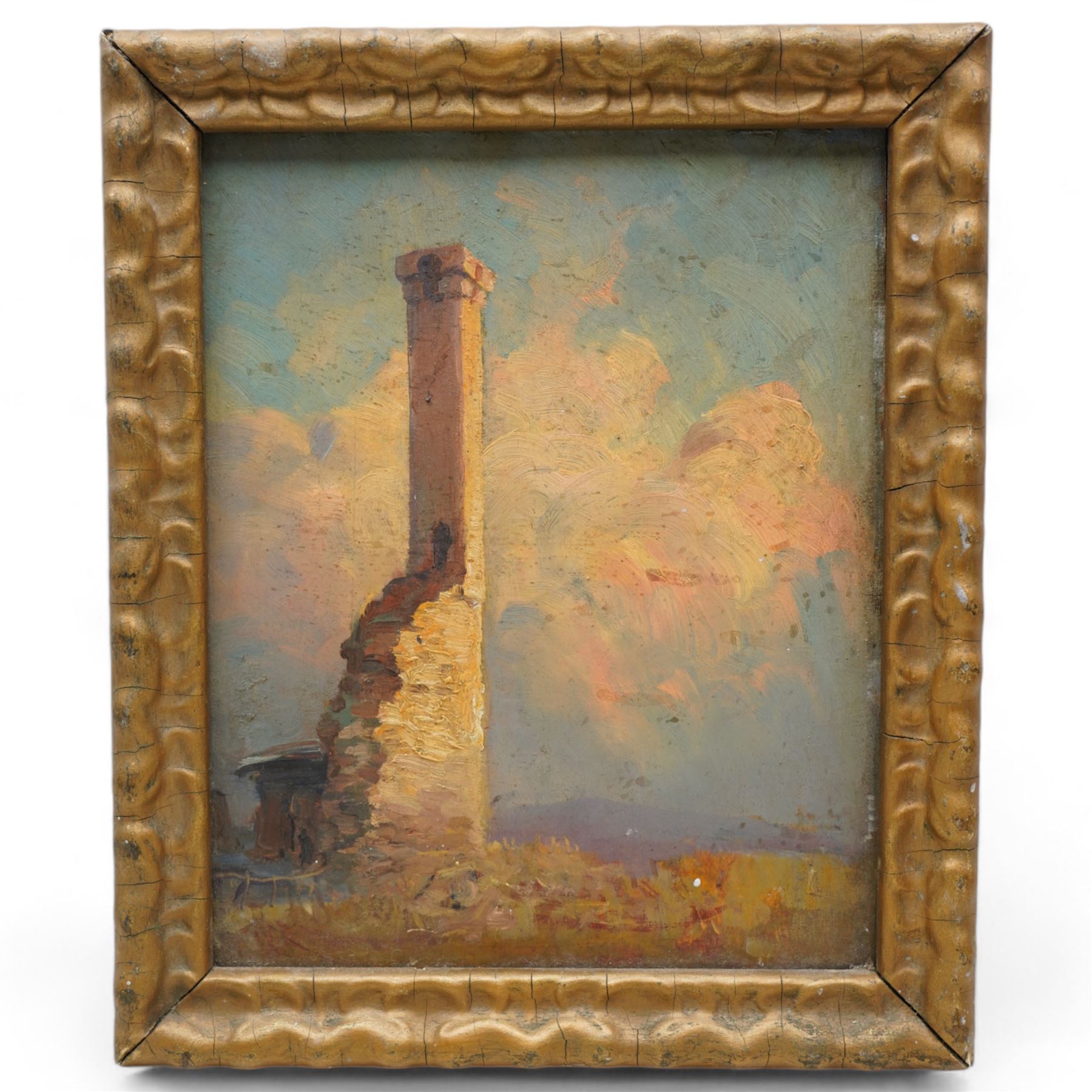 French/English School (19th Century): Rochecorbon Watchtower near Tours, oil on panel unsigned, inscribed 'La Cheminée de Rochecorbon near Tours. The watch tower on which was a fire signal to communicate with the Château of Amboise' verso 26cm x 21cm