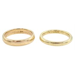 Two 9ct gold wedding bands, one hallmarked